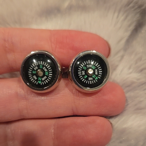 Stainless Steel Real Compass Cufflinks Brand New In Box - Picture 5 of 5